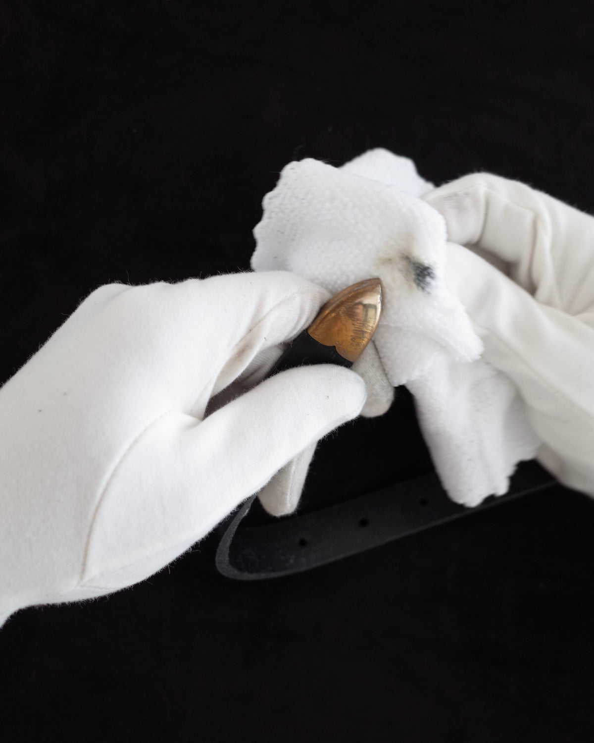 Polishing one component of JOEY unlacquered brass hardware at a time.